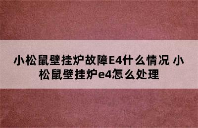 小松鼠壁挂炉故障E4什么情况 小松鼠壁挂炉e4怎么处理